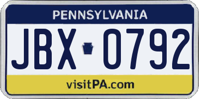PA license plate JBX0792