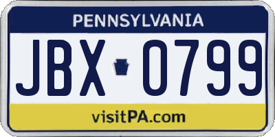PA license plate JBX0799