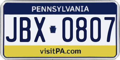 PA license plate JBX0807