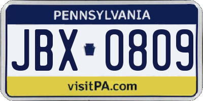 PA license plate JBX0809