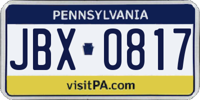 PA license plate JBX0817