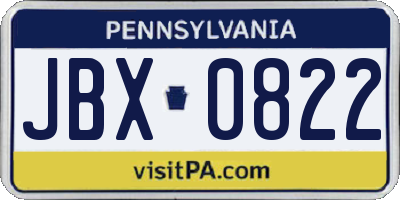 PA license plate JBX0822