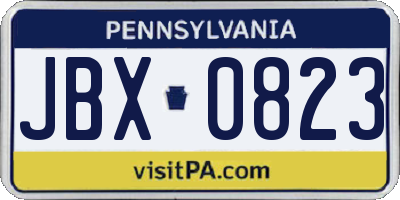PA license plate JBX0823