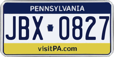 PA license plate JBX0827