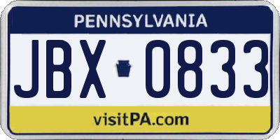 PA license plate JBX0833