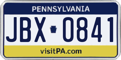 PA license plate JBX0841