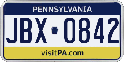 PA license plate JBX0842