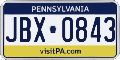 PA license plate JBX0843