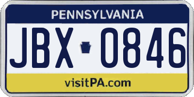 PA license plate JBX0846