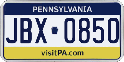 PA license plate JBX0850