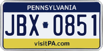PA license plate JBX0851