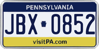 PA license plate JBX0852