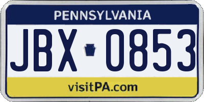 PA license plate JBX0853