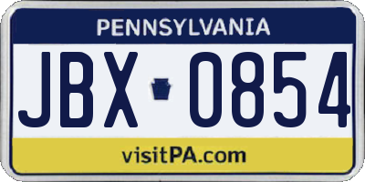 PA license plate JBX0854