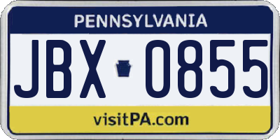PA license plate JBX0855
