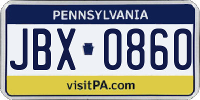 PA license plate JBX0860