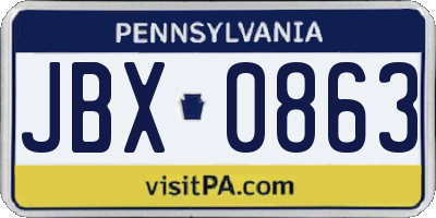 PA license plate JBX0863