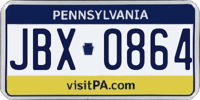 PA license plate JBX0864