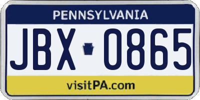 PA license plate JBX0865