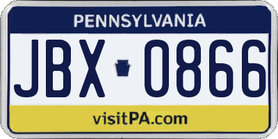 PA license plate JBX0866