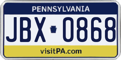 PA license plate JBX0868