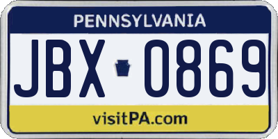 PA license plate JBX0869