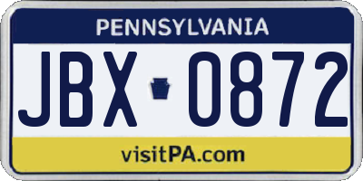 PA license plate JBX0872