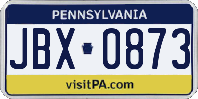PA license plate JBX0873