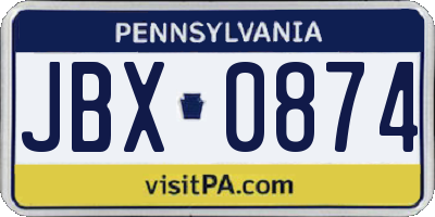 PA license plate JBX0874