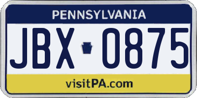 PA license plate JBX0875