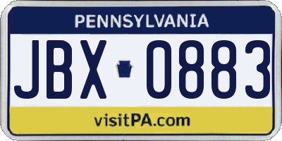 PA license plate JBX0883