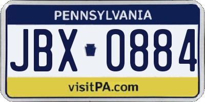 PA license plate JBX0884