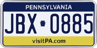 PA license plate JBX0885