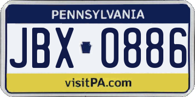 PA license plate JBX0886