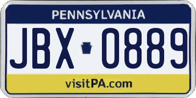 PA license plate JBX0889