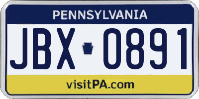 PA license plate JBX0891