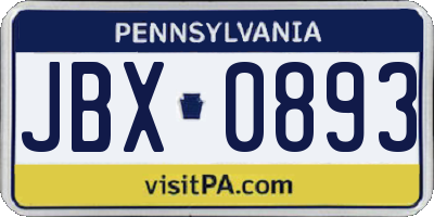 PA license plate JBX0893