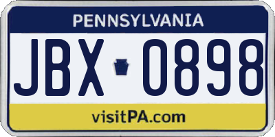 PA license plate JBX0898