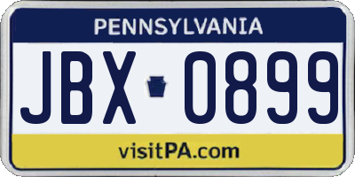 PA license plate JBX0899