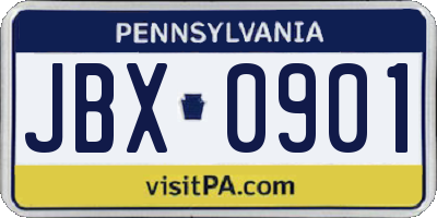 PA license plate JBX0901