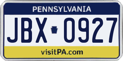 PA license plate JBX0927
