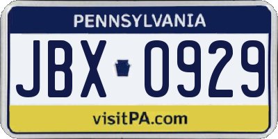 PA license plate JBX0929