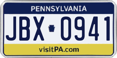 PA license plate JBX0941