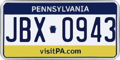 PA license plate JBX0943