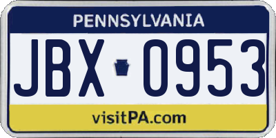 PA license plate JBX0953