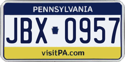 PA license plate JBX0957