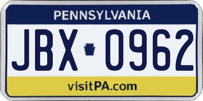PA license plate JBX0962