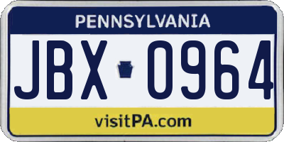 PA license plate JBX0964