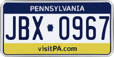 PA license plate JBX0967