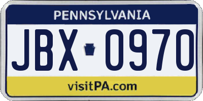 PA license plate JBX0970